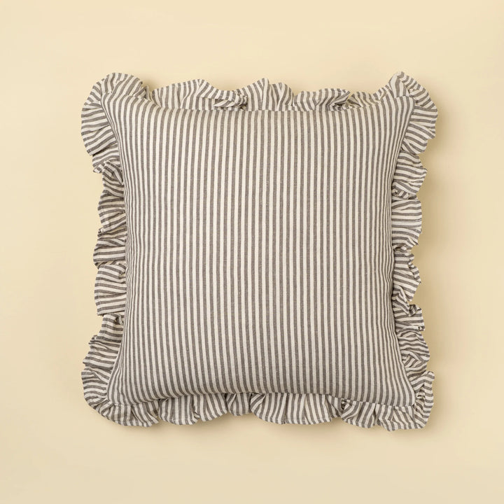 INDABA - 20X20 RUFFEL THIGN STRIPED PILLOW GREY