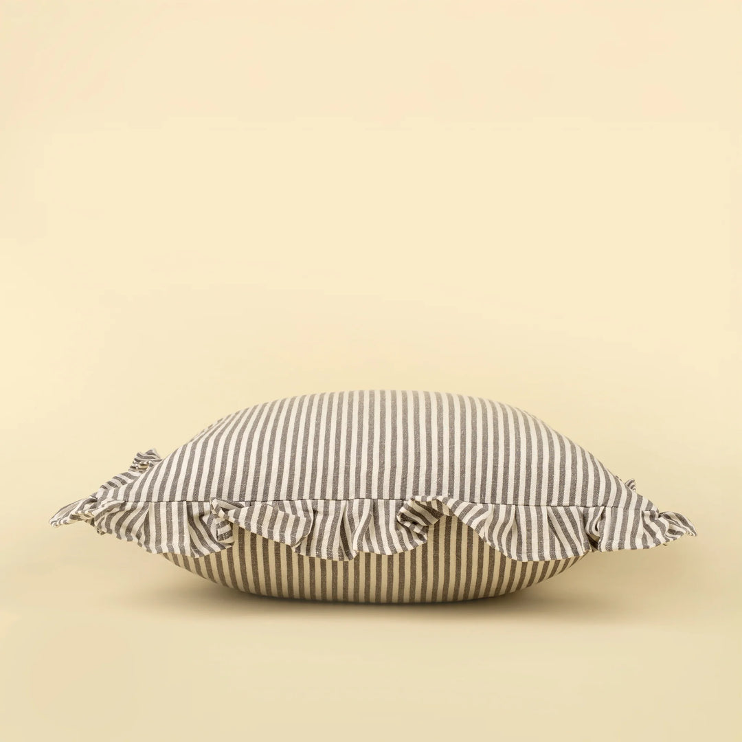 INDABA - 20X20 RUFFEL THIGN STRIPED PILLOW GREY