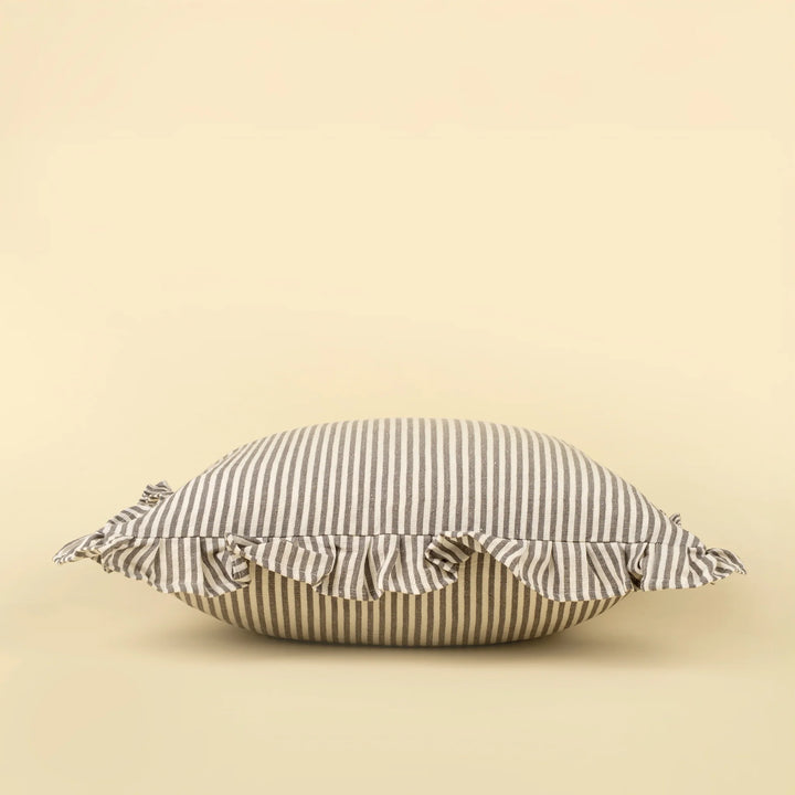 INDABA - 20X20 RUFFEL THIGN STRIPED PILLOW GREY