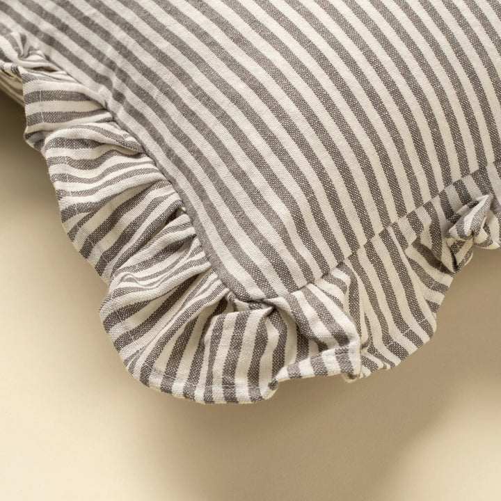 INDABA - 20X20 RUFFEL THIGN STRIPED PILLOW GREY
