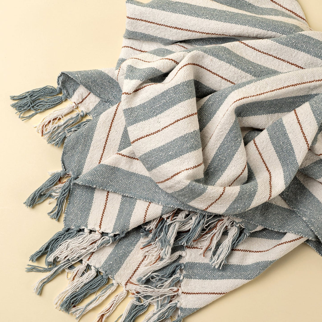INDABA - CAVENDISH COTTON THROW, BLUE