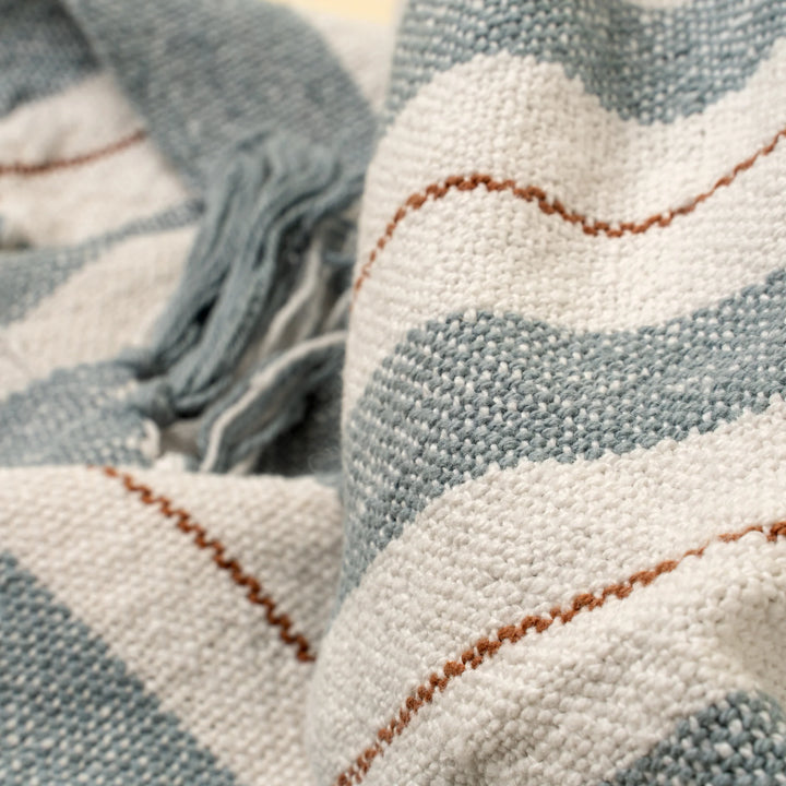 INDABA - CAVENDISH COTTON THROW, BLUE