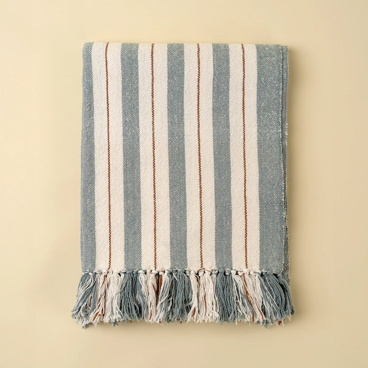 INDABA - CAVENDISH COTTON THROW, BLUE