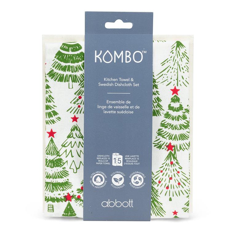 ABBOTT - DECORATED CHRISTMAS TREES DISH AND TOWEL SET