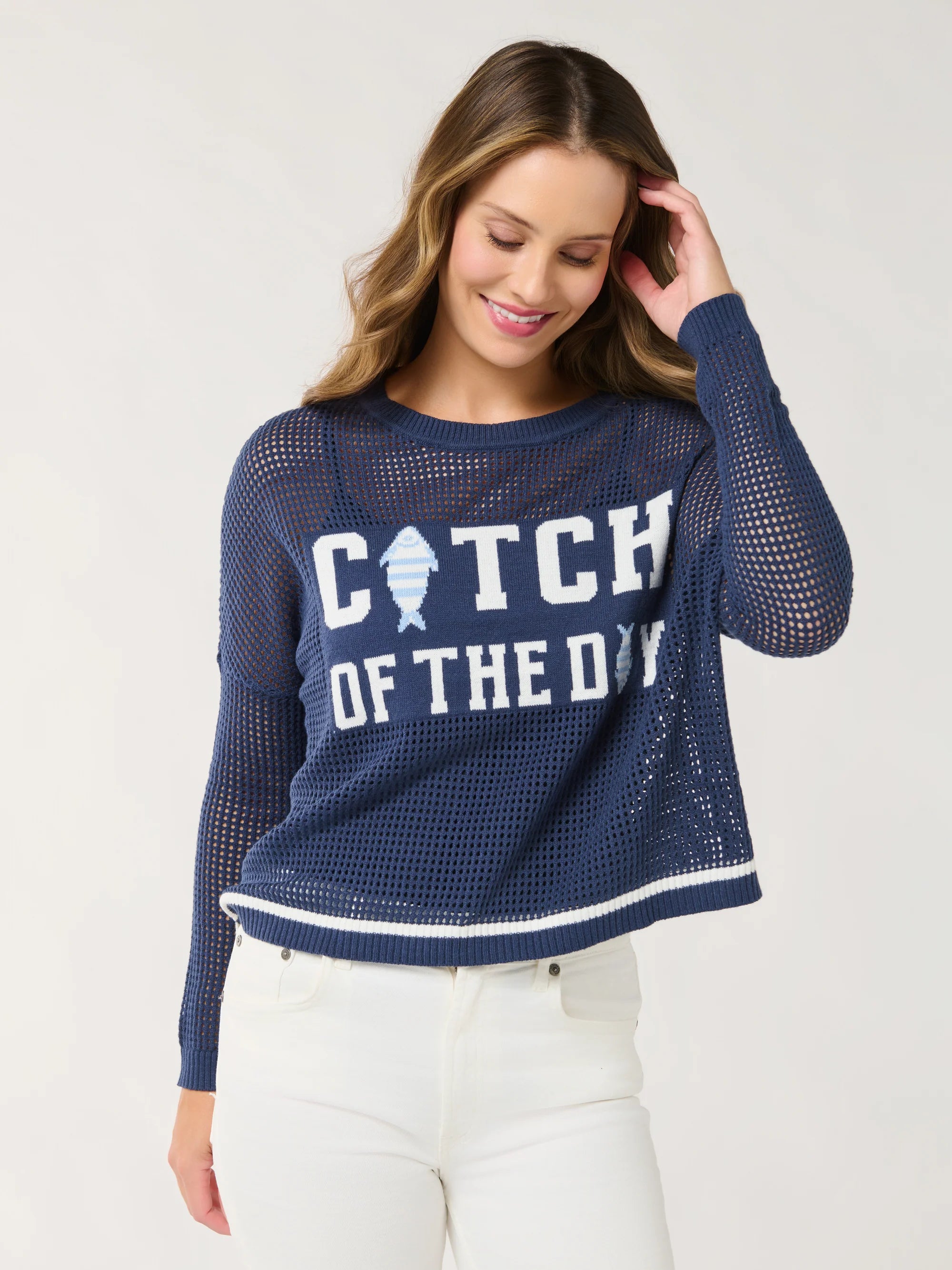 SHIRALEAH - CATCH OF THE DAY MESH SWEATER