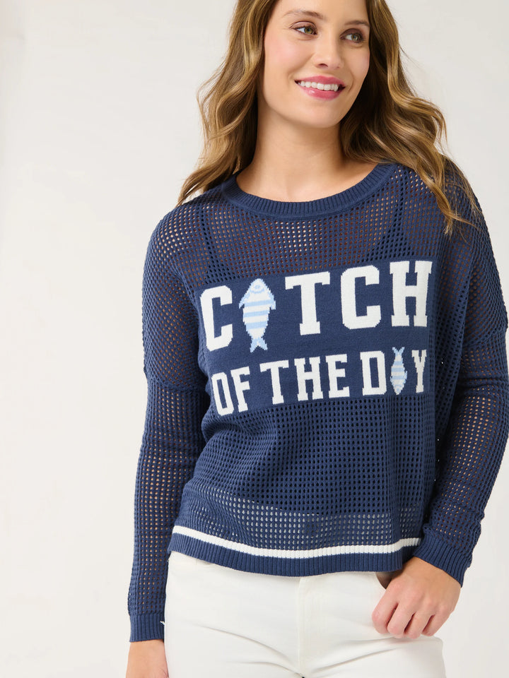 SHIRALEAH - CATCH OF THE DAY MESH SWEATER