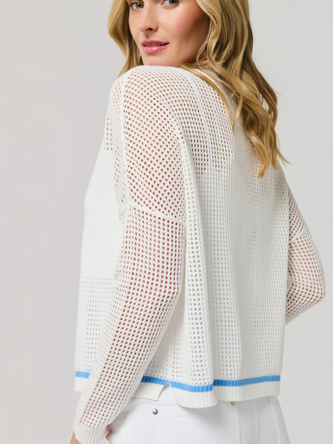 SHIRALEAH - ANCHOR MESH SWEATER