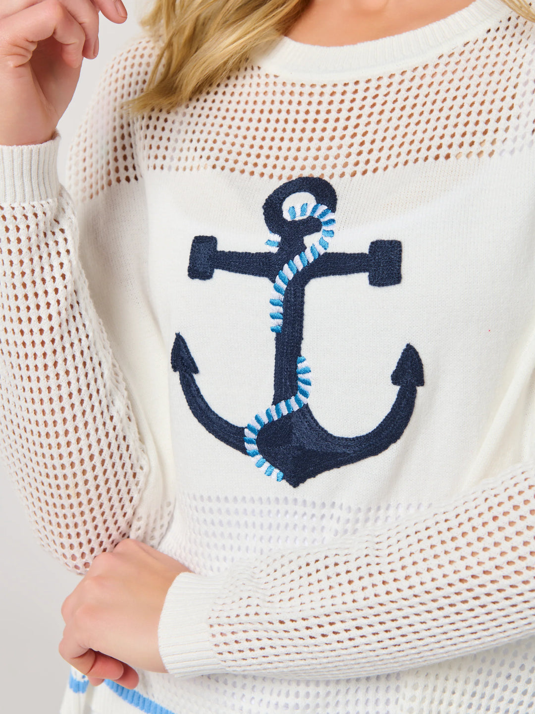 SHIRALEAH - ANCHOR MESH SWEATER