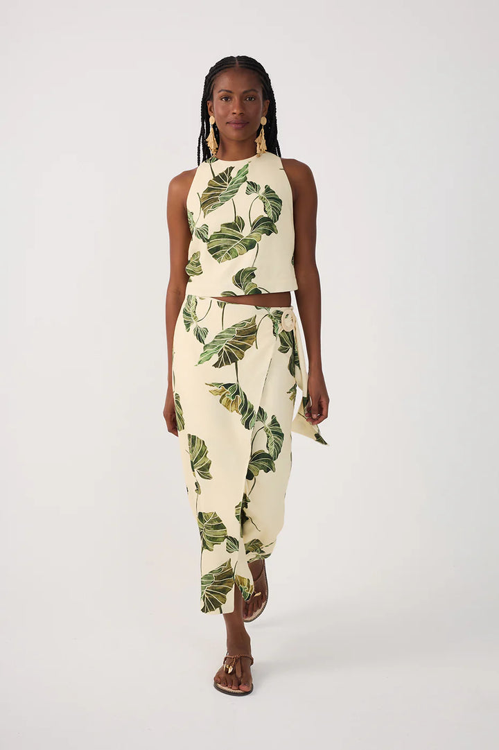 DRESS TO - WOMEN'S LEAF PRINT WRAP MIDI SKIRT