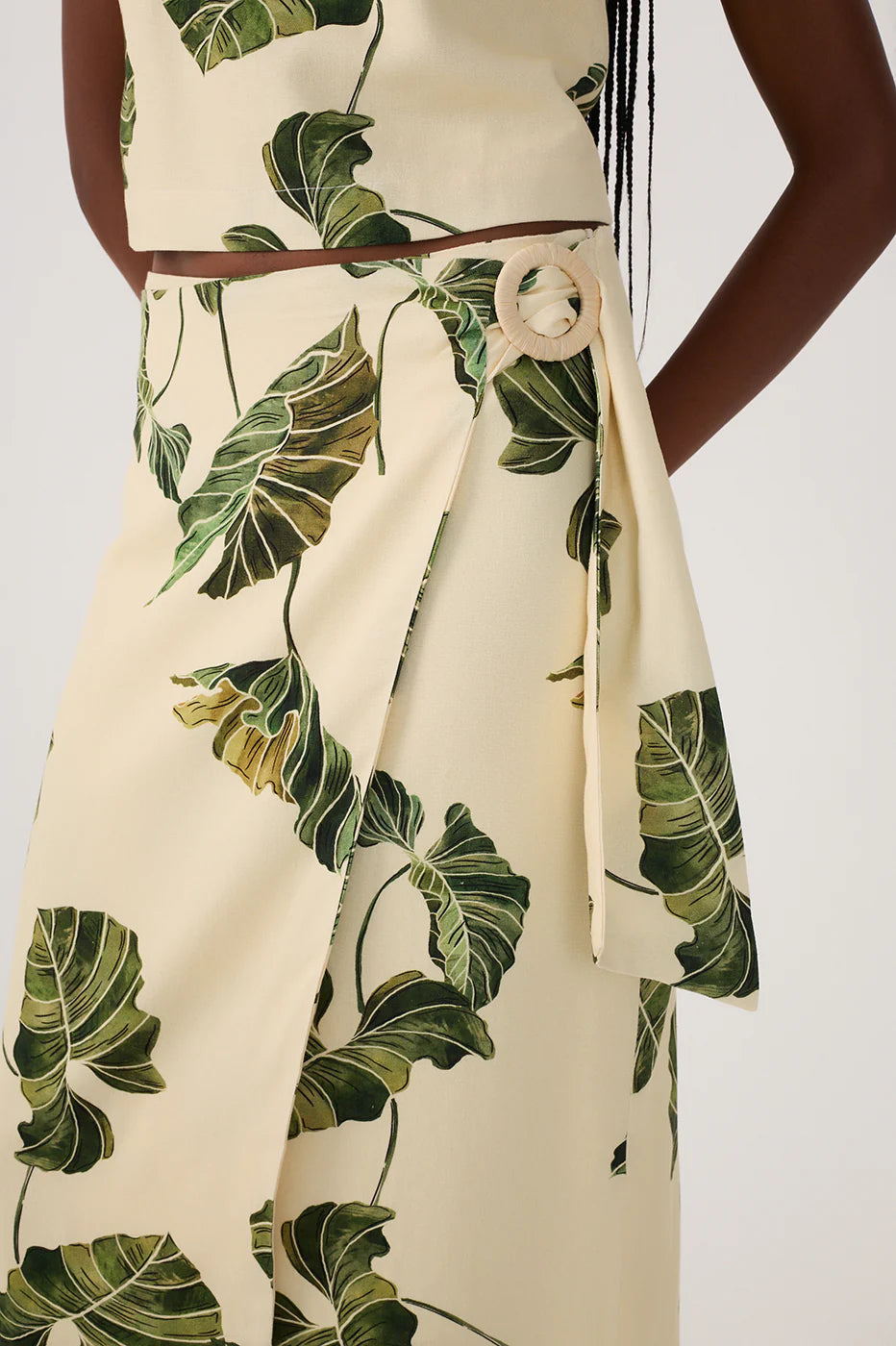 DRESS TO - WOMEN'S LEAF PRINT WRAP MIDI SKIRT