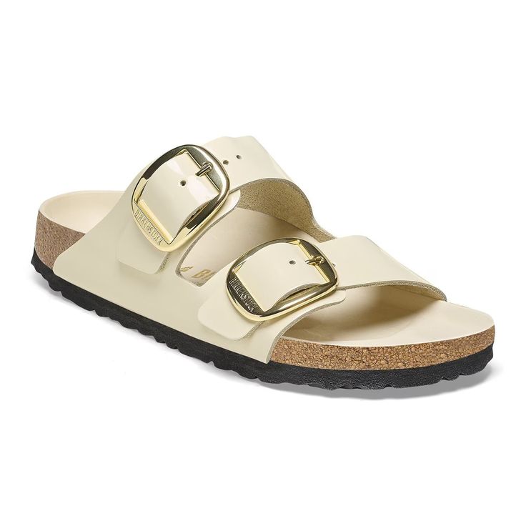 BIRKENSTOCK- ARIZONA BIG BUCKLE NATURAL LEATHER PATENT- HIGH SHINE SANDAL