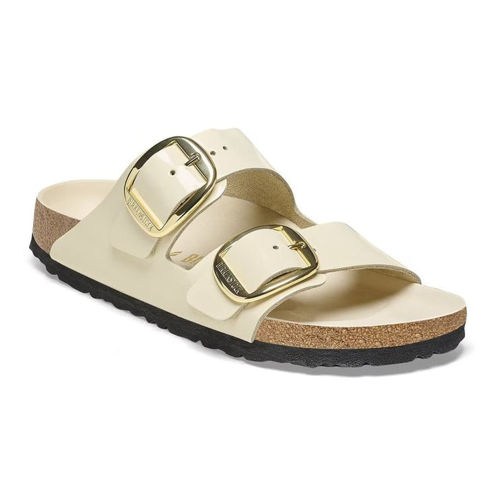 BIRKENSTOCK- ARIZONA BIG BUCKLE NATURAL LEATHER PATENT- HIGH SHINE SANDAL