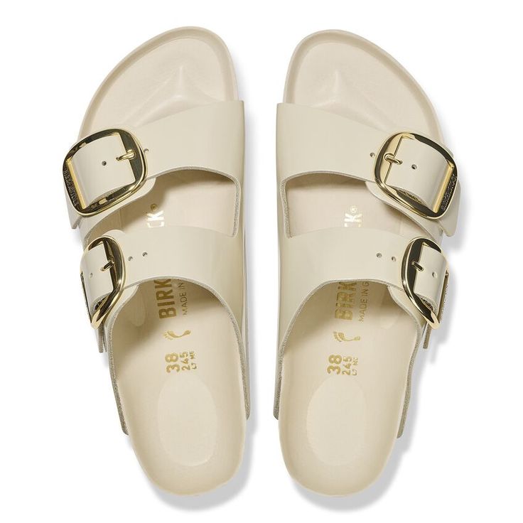BIRKENSTOCK- ARIZONA BIG BUCKLE NATURAL LEATHER PATENT- HIGH SHINE SANDAL