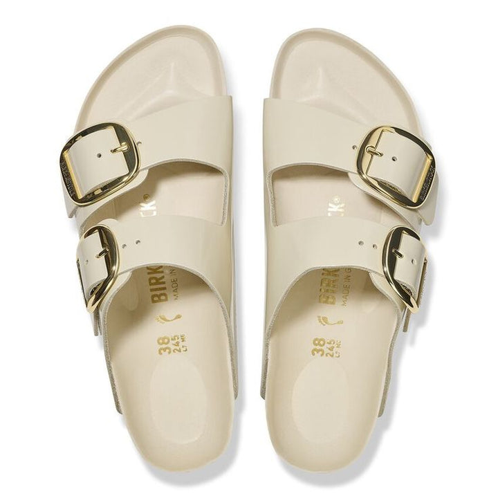 BIRKENSTOCK- ARIZONA BIG BUCKLE NATURAL LEATHER PATENT- HIGH SHINE SANDAL