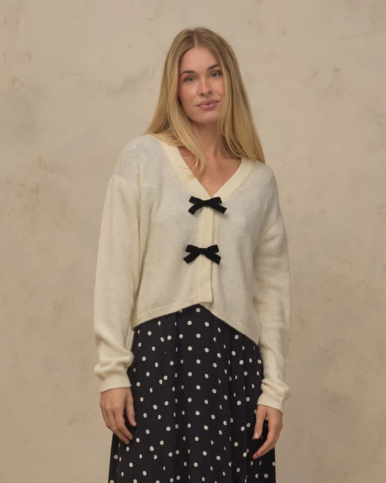 NORALEE - WOMEN'S IVORY BOW CARDIGAN