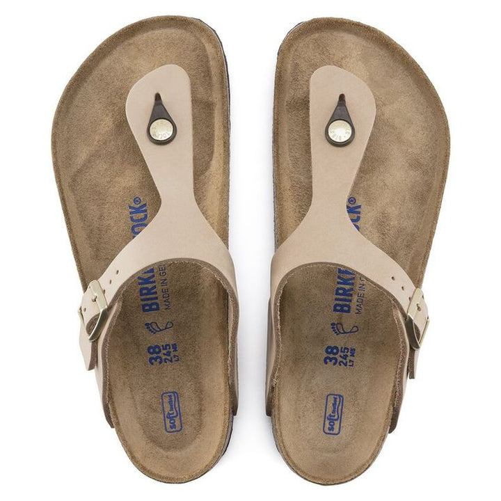 BIRKENSTOCK- GIZEH SOFT FOOTBED NUBUCK LEATHER SANDAL