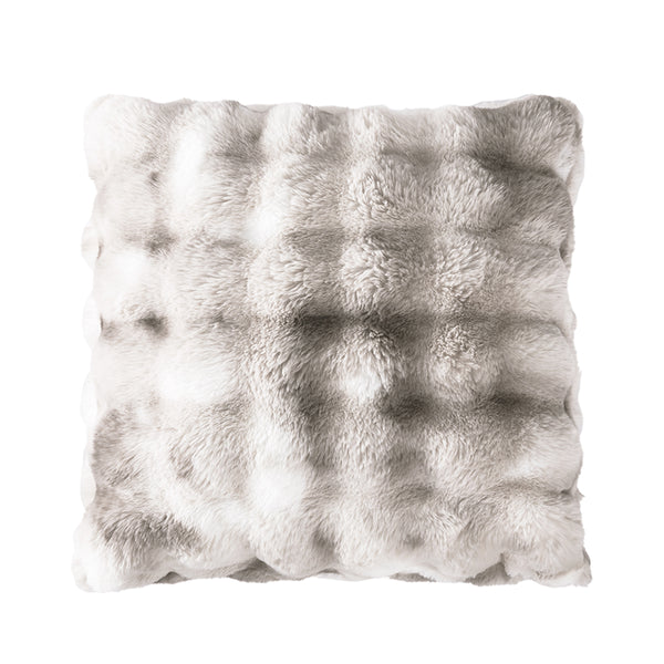 PLUSH FAUX FUR 22" X 22" PILLOW, WARM GREY
