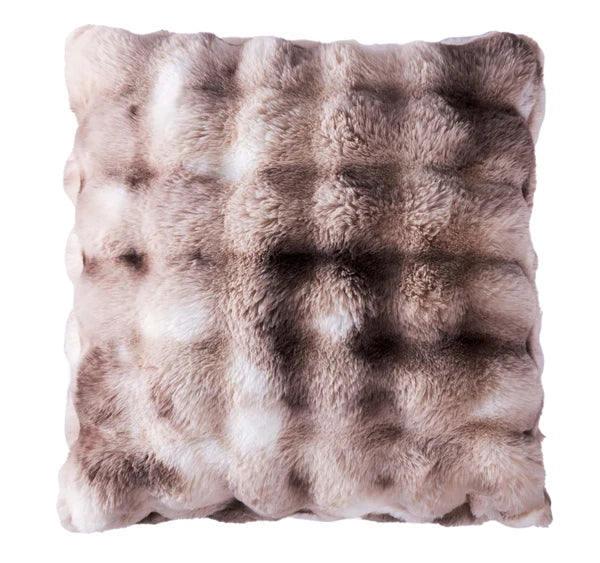 PLUSH FAUX FUR 22" X 22" PILLOW, WARM GREY