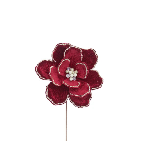MAGNOLIA 25X50CM BURGUNDY VELVET/CHAMPAGNE GLITTER