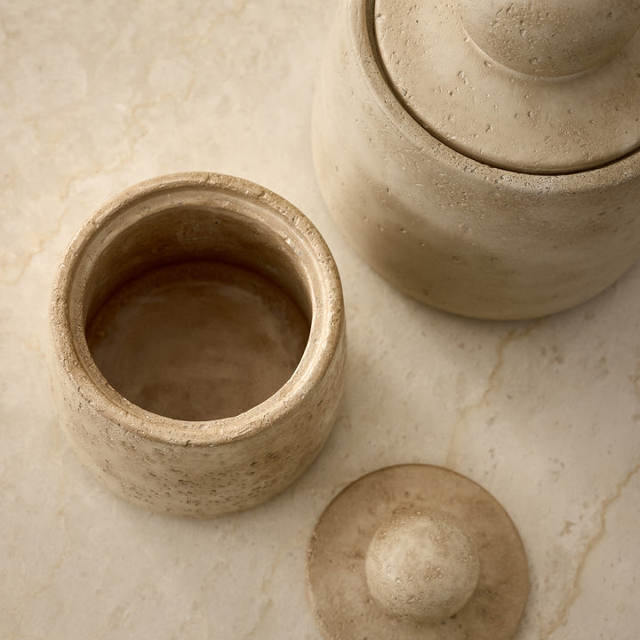 PINE - CANISTER SM CEMENT TRAVERTINE