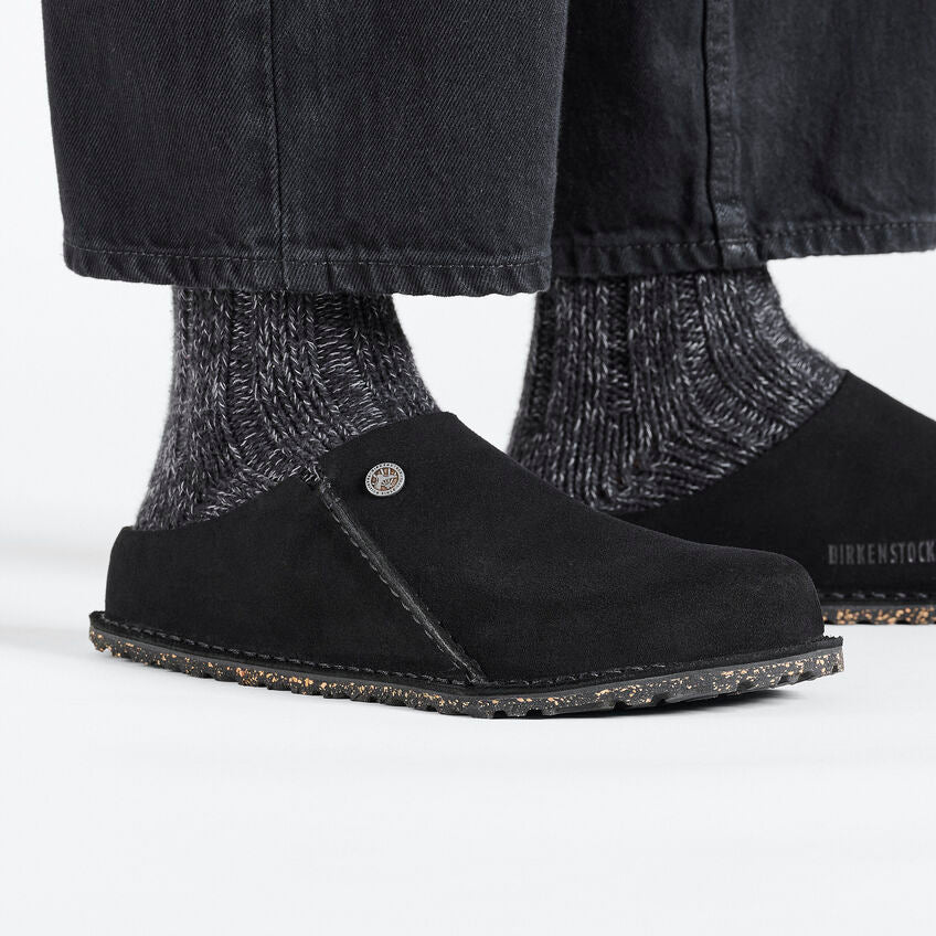 BIRKENSTOCK- LADIES ZERMATT SUEDE LEATHER SHOE BLACK