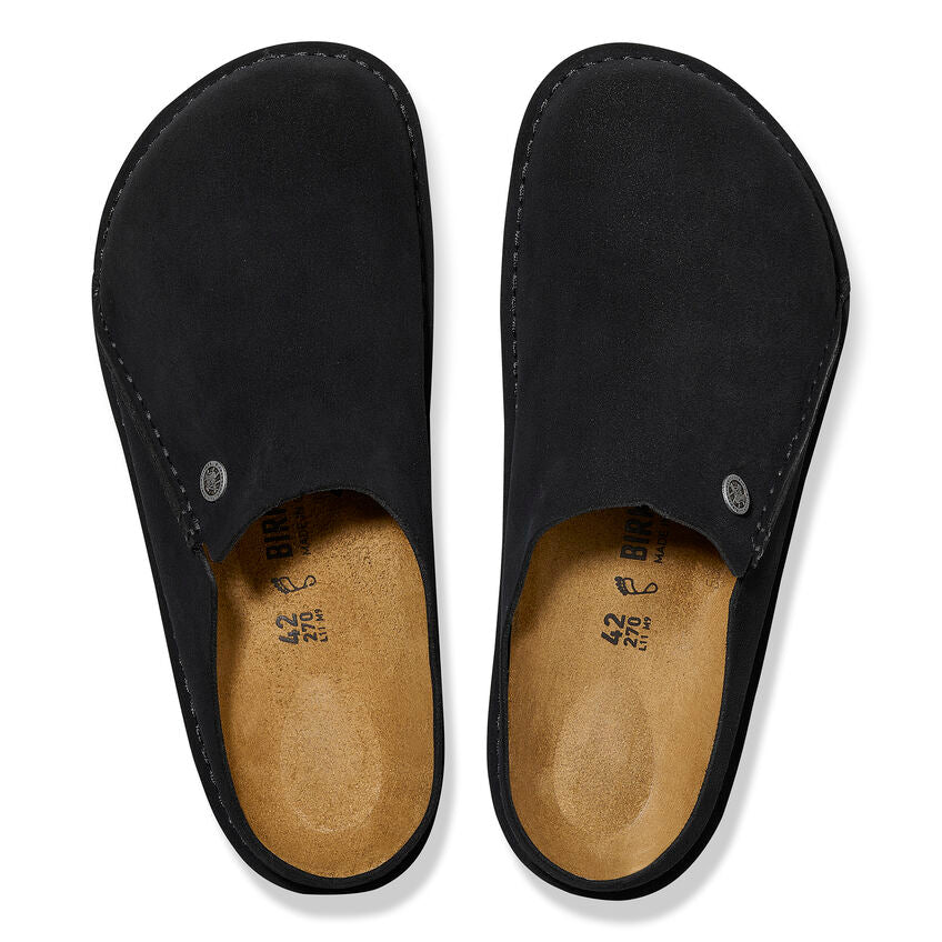 BIRKENSTOCK- LADIES ZERMATT SUEDE LEATHER SHOE BLACK