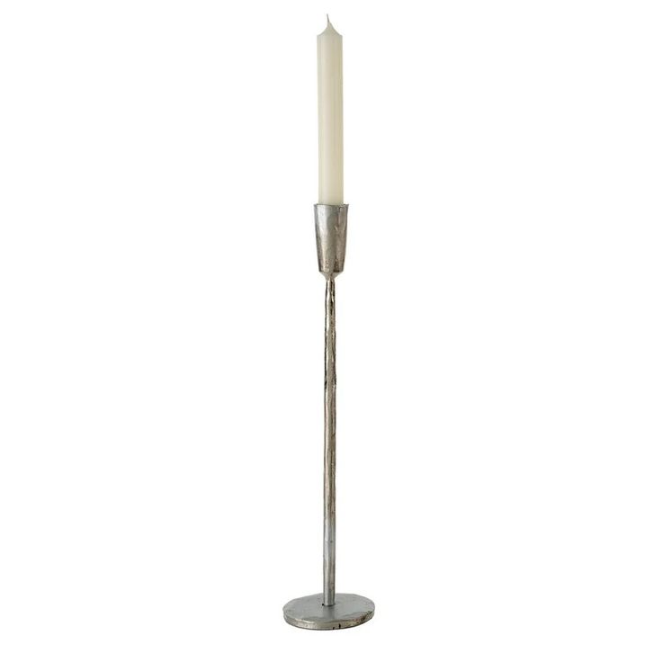 INDABA- LUNE FORGED L, SILVER CANDLE STICK