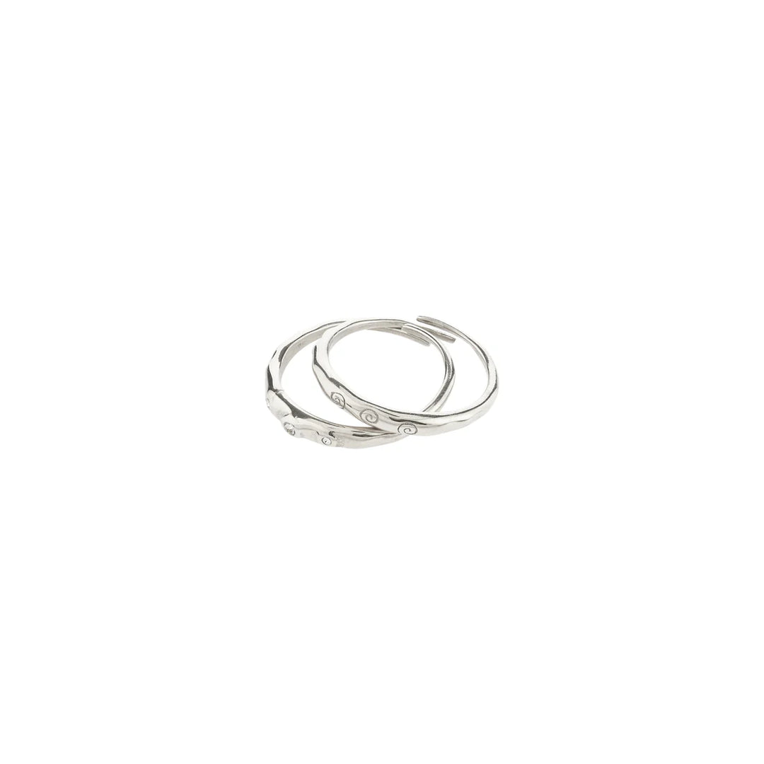 PILGRIM - (W) Ring : Fire : Silver Plated : Crystal