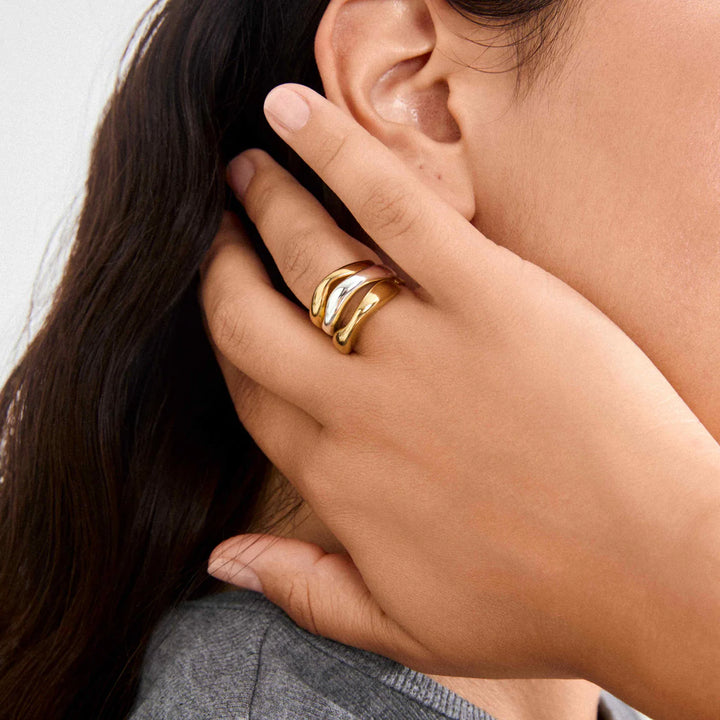 PILGRIM - NOVA RINGS 3-IN-1 SET, GOLD-PLATED