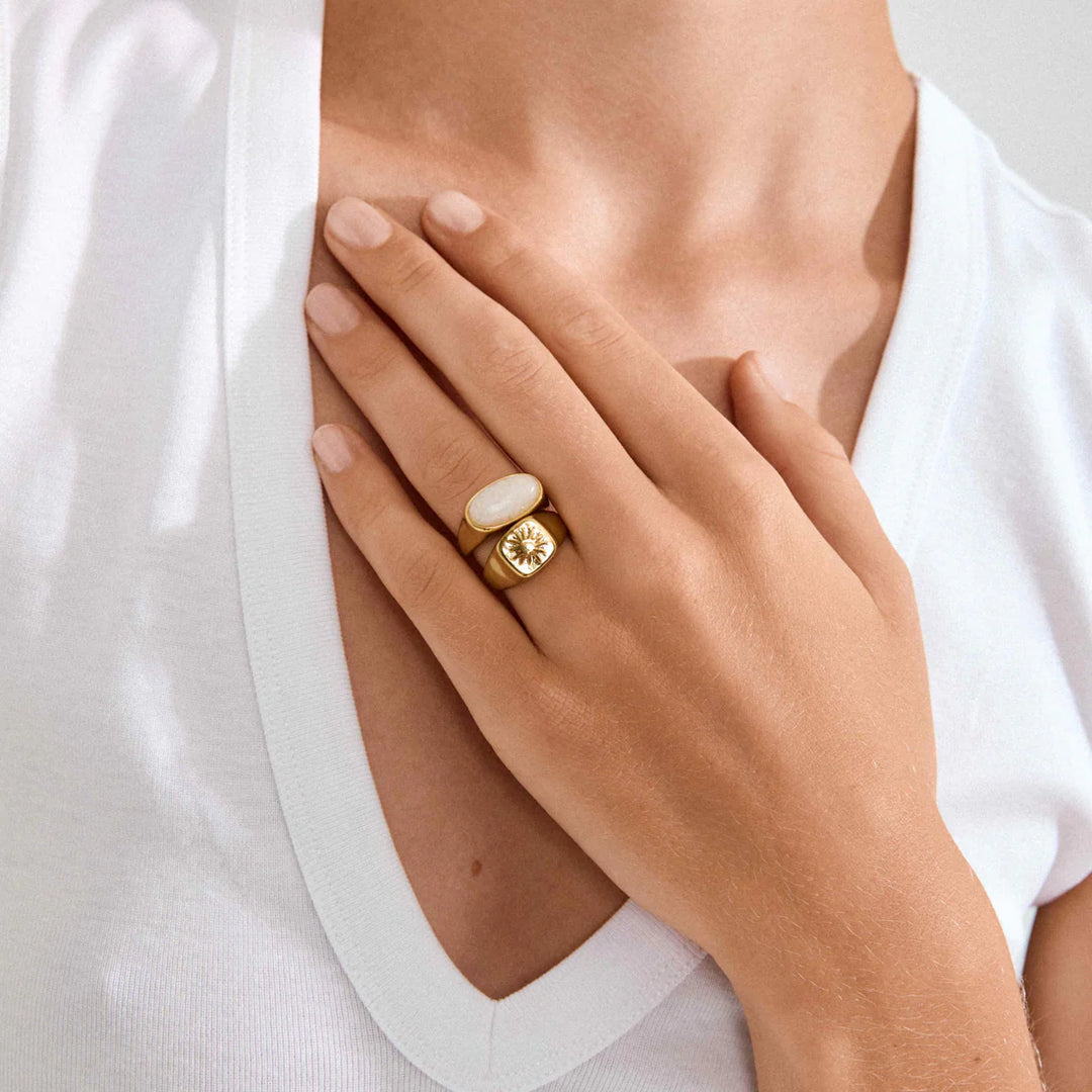 PILGRIM - PRISM RINGS 2-IN- 1 SET PLATED - GOLD -PLATED
