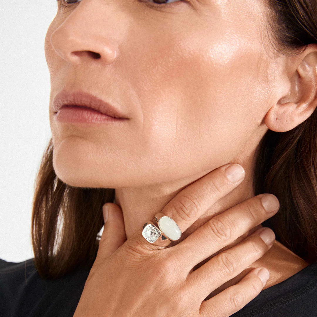 PILGRIM - PRISM RINGS 2-IN-1 SET, SILVER, PLATED - SILVER PLATED