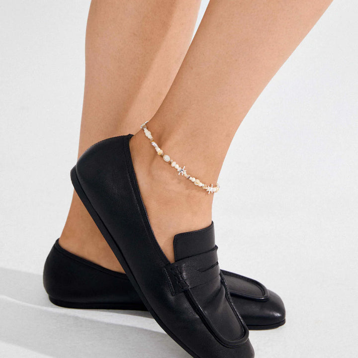 PILGRIM - PRISM ANKLE CHAIN WHITE/SILVER-PLATED - SILVER PLATED