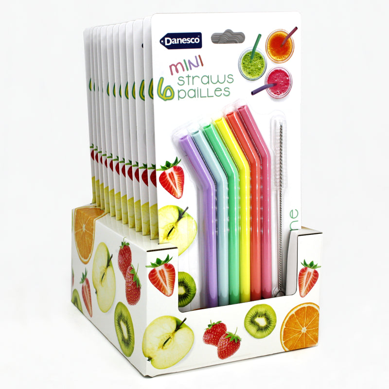 DANESCO - MINI SILICONE STRAW S/6 ASST