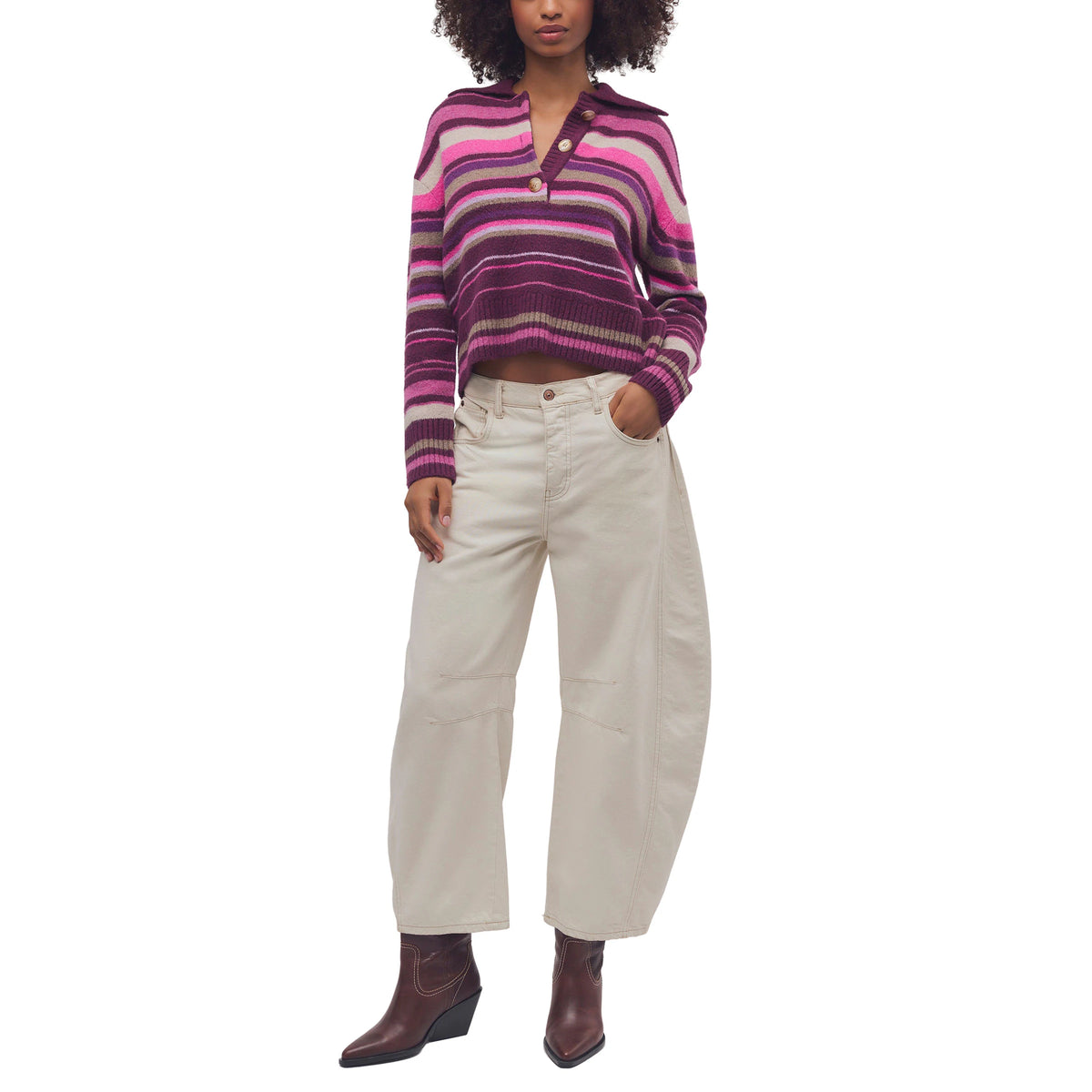 FREE PEOPLE - TRADING UP STRIPE SWEATER