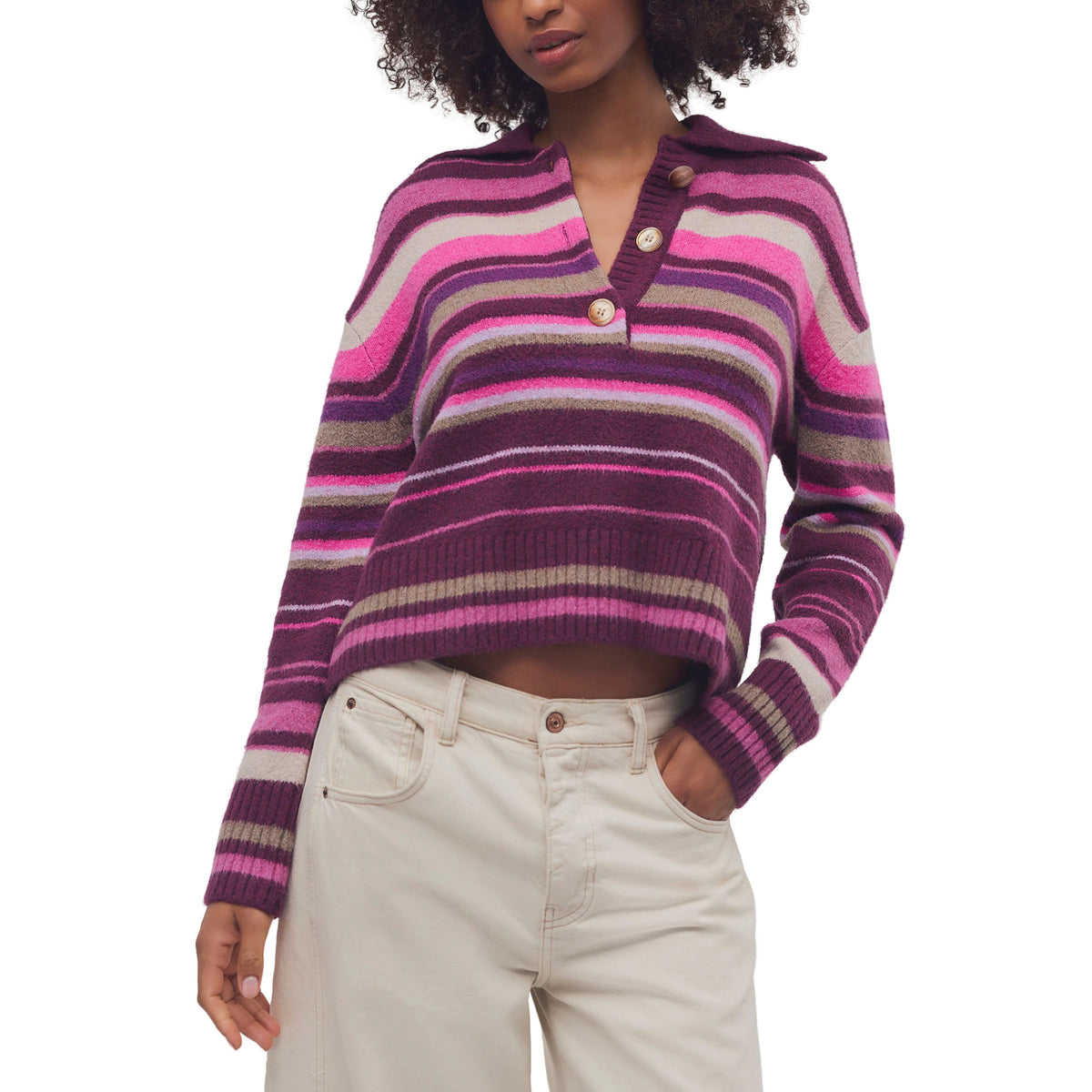 FREE PEOPLE - TRADING UP STRIPE SWEATER
