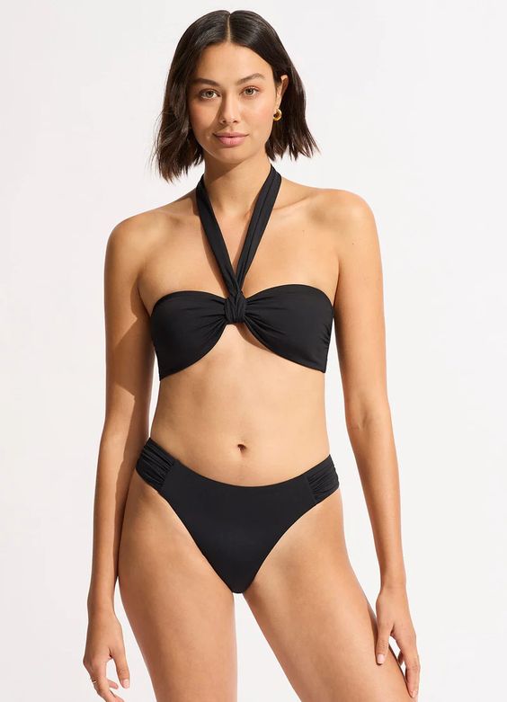 SEAFOLLY- LADIES HIGH LEG ROUCHED SWIM BOTTOM   