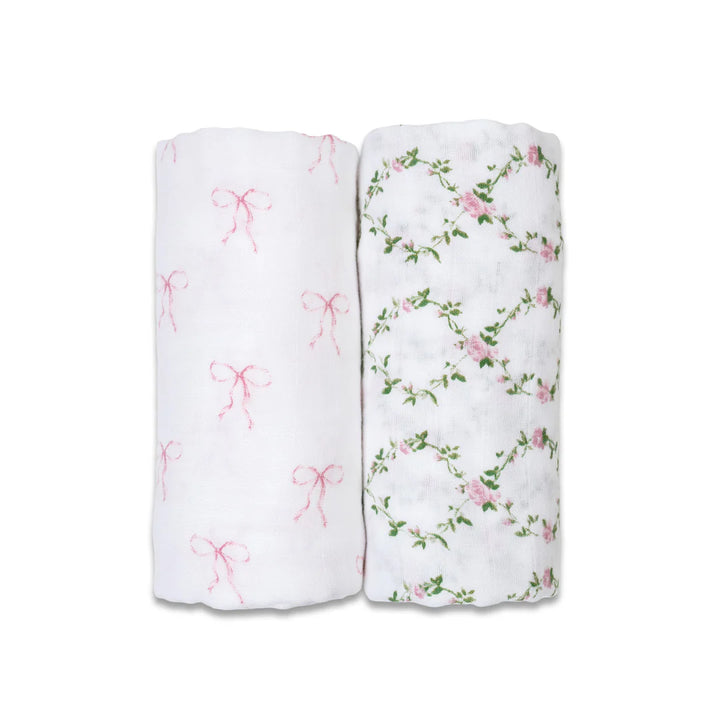 LULUJO - 2PK SWADDLE BOWS/ROSE