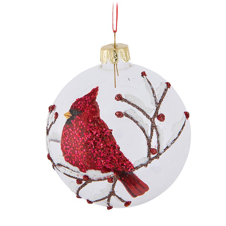 ABBOTT - RED CARDINAL BALL ORNAMENT-3"D