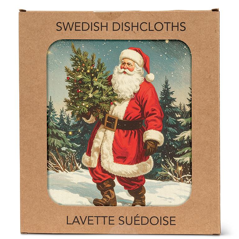 ABBOTT - VINTAGE SANTA DISHCLOTH-6.75X7.5"L