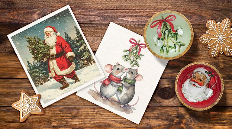 ABBOTT - VINTAGE SANTA DISHCLOTH-6.75X7.5"L