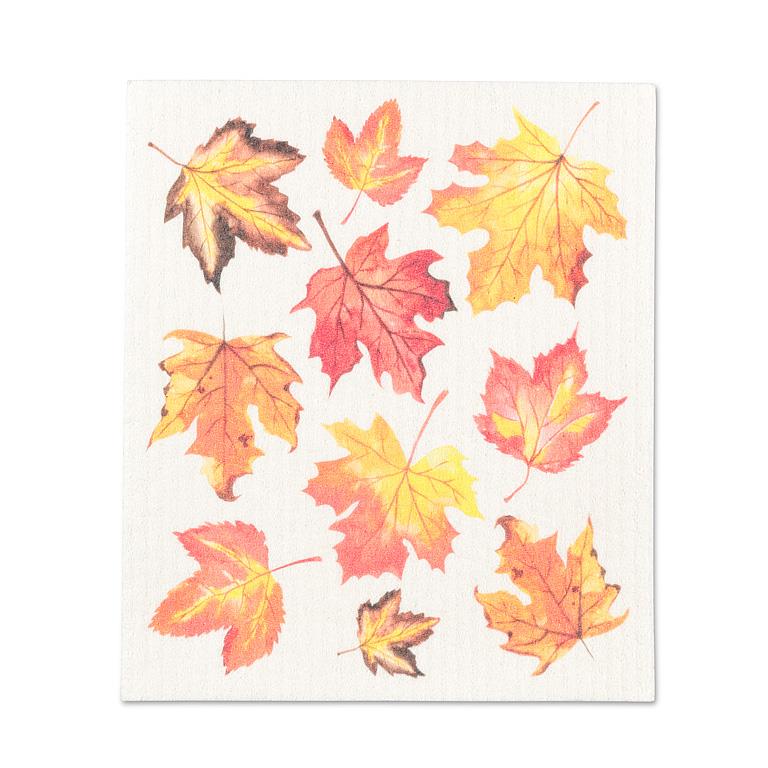 ABBOTT - FALL MAPLE LEAVES DISHCLOTH-6.75X7.5"L