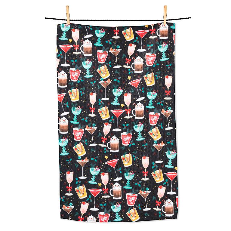 ABBOTT - CHRISTMAS COCKTAILS KITCHEN TOWEL-17X29"L