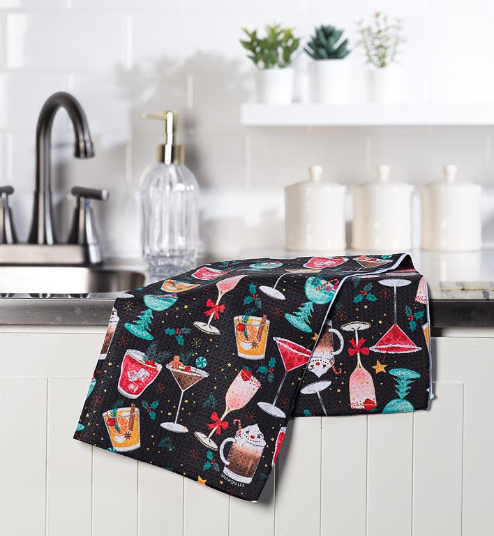 ABBOTT - CHRISTMAS COCKTAILS KITCHEN TOWEL-17X29"L