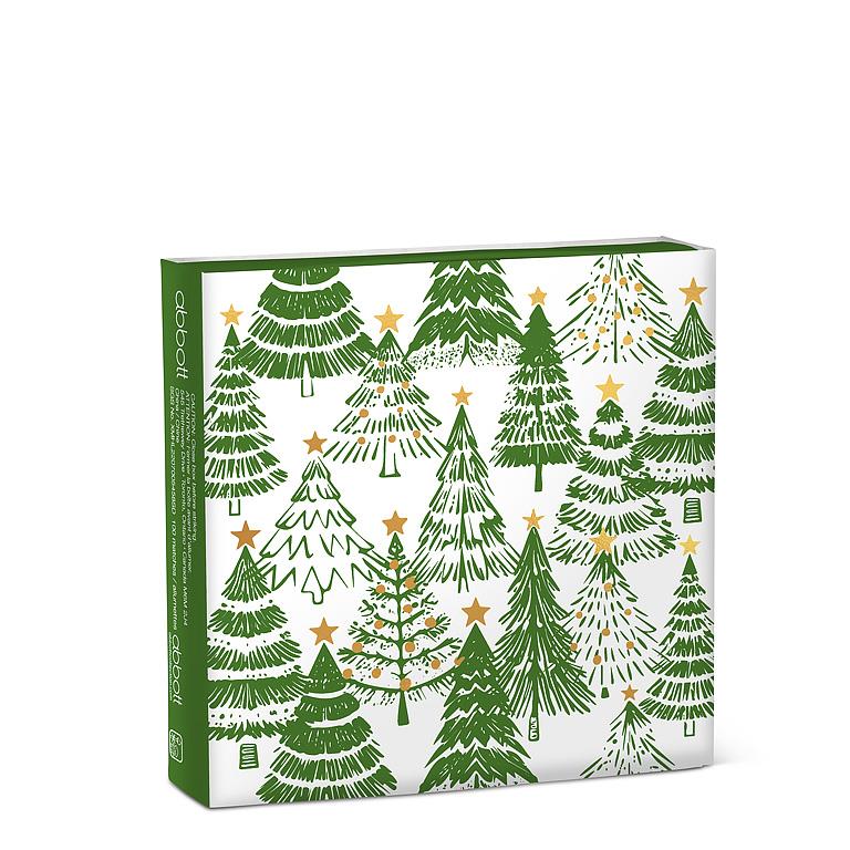 ABBOTT - DECORATED CHRISTMAS TREE MATCHES-100 STKS-4"SQ