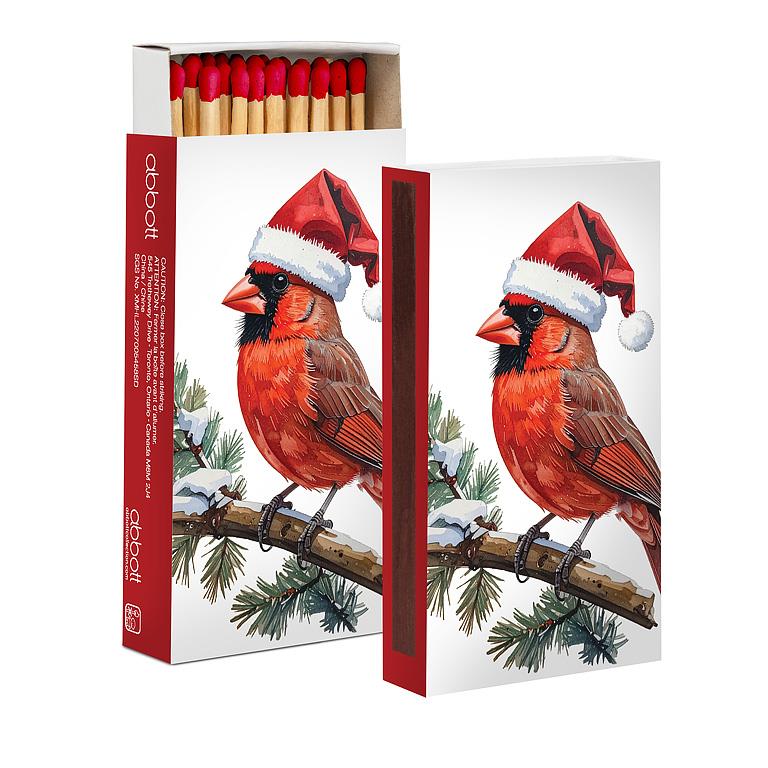 ABBOTT - CARDINAL IN SANTA HAT MATCHES-45 STKS-4"L