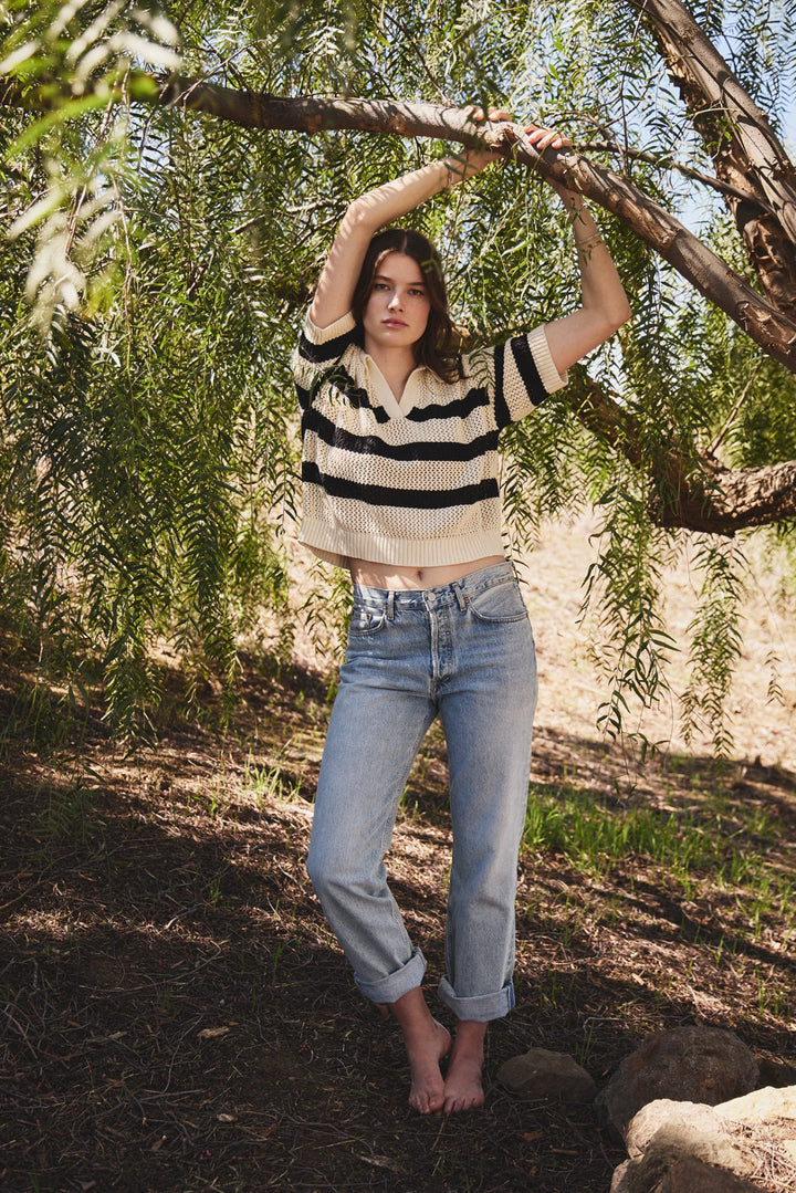 VELVET- Women's york cotton cashmere mesh sweater polo