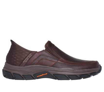 SKECHERS- MEN'S RESPECTED-ELGIN MOC TOE LEATHER SLIP-IN SHOE