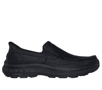 SKECHERS- MEN'S POLLARD DUAL GORE LEATHER MOC TOE SOIP-IN SHOE
