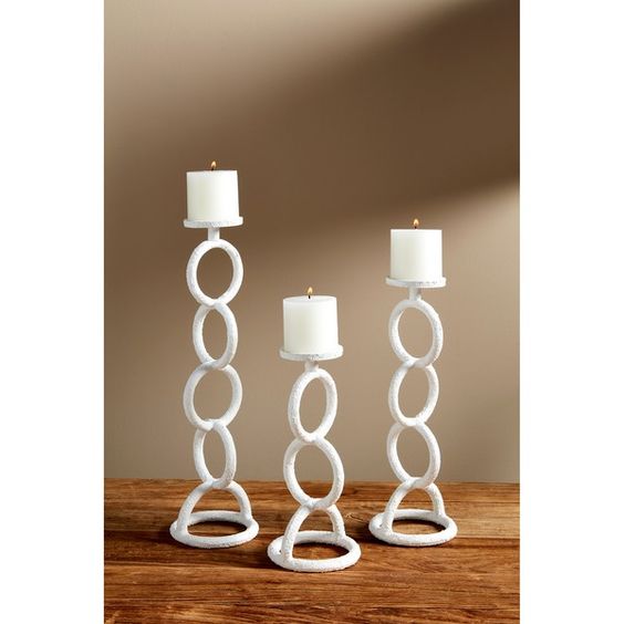 MUDPIE- WHITE LINK CANDLE STICK