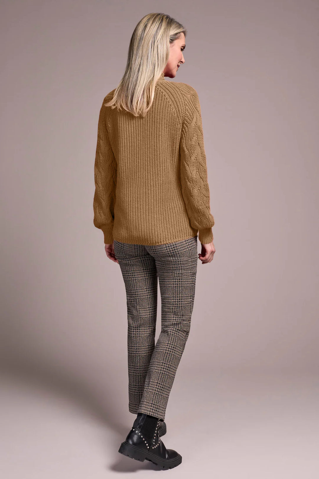 Tribal - Cable Knit Mock Neck Sweater #2256O